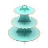 One Set Disposable Gold Foil Paper Cake Stand 3 Layers Cake Dessert Tray Party Cake Display Catering Serving Tools