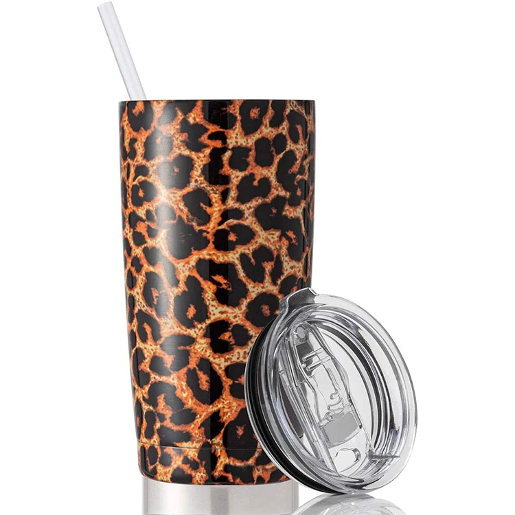 

everich 20oz fashionable leopard print sublimation tumbler stainless steel wine beer tumbler with lids, Customized color