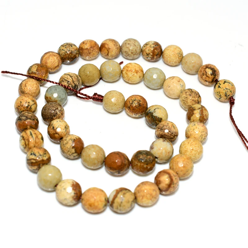 

Trade Insurance  High Quality Natural Faceted Picture Jasper Loose Beads, Yellow