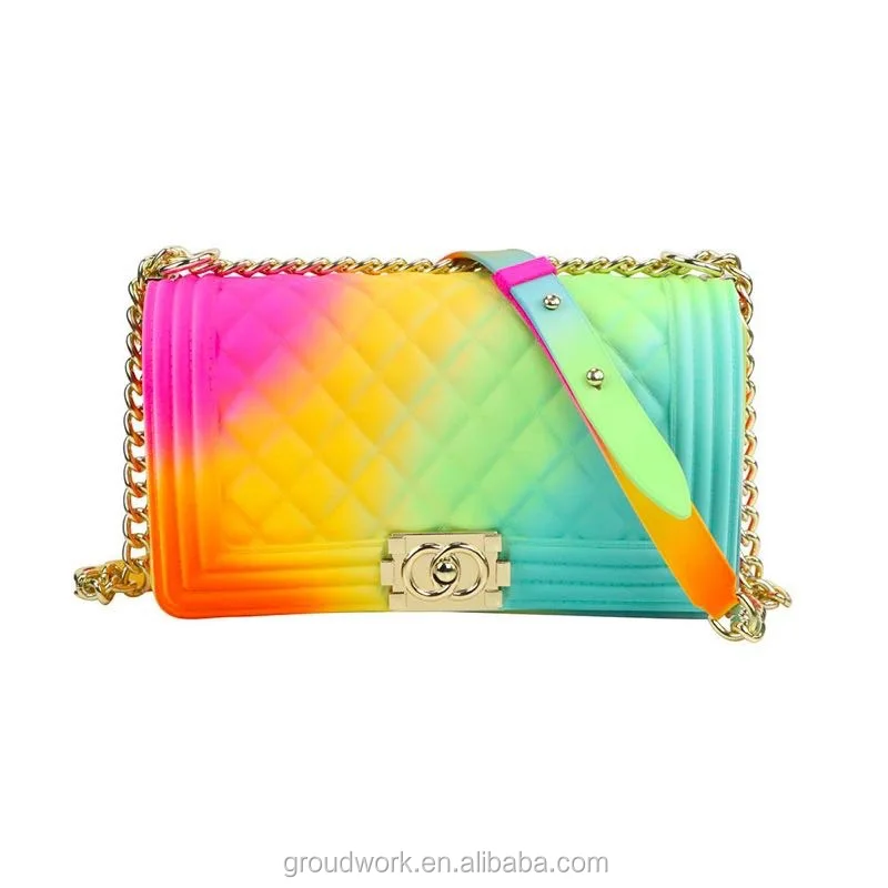 

GW 2020 Fashion candy purse ladies handbag with colorful Jelly PVC shoulder bag jelly bag for women, Rich
