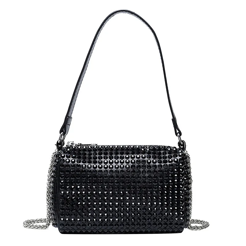 

Fashion Slant Rhinestone Chic Shiny Crystal Evening Clutch Bling Diamonds Shoulder Bag Creative Design Chain Crossbody Bag