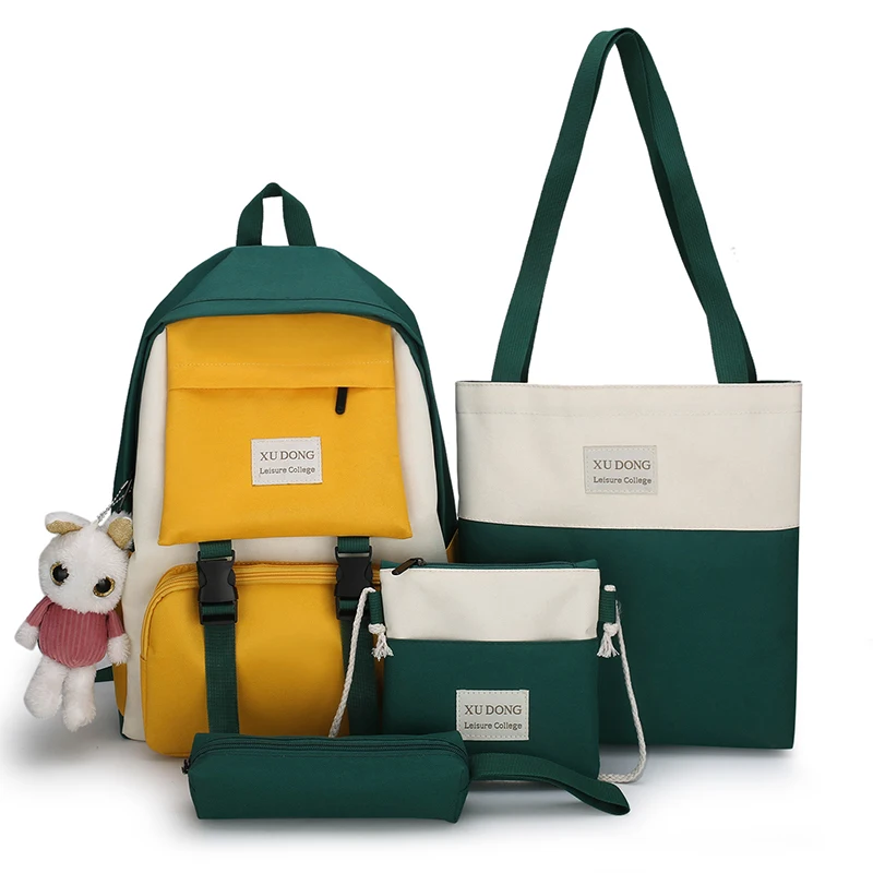 

New Simple Leisure Color matching canvas schoolbag Set series backpack, Customized color