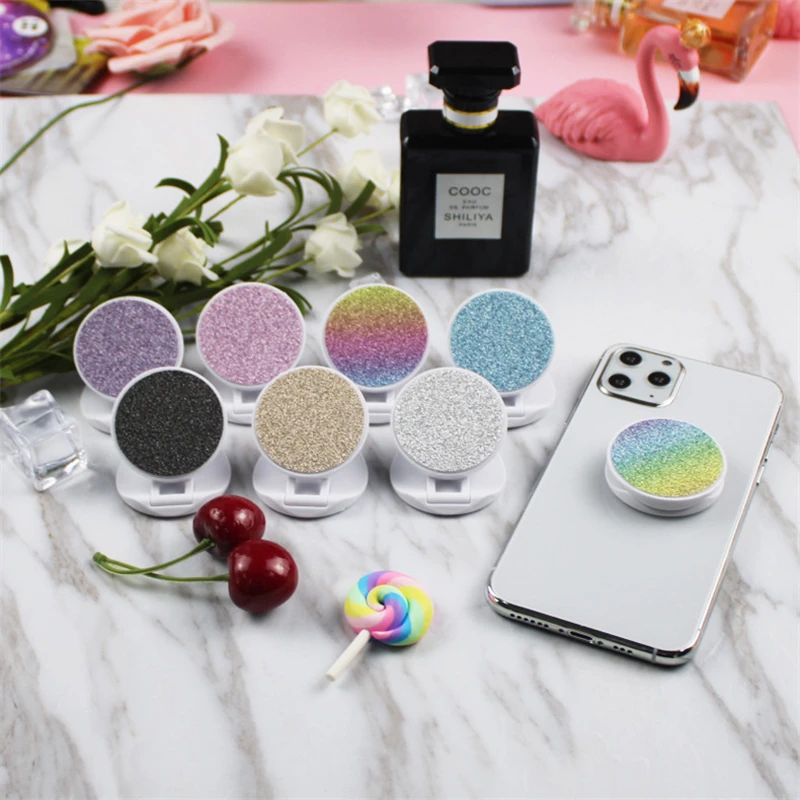 

Glitter round mobile phone stand folding stretch bracket Phone Holder support, Purple,black,gold,pink,blue,colour,silver