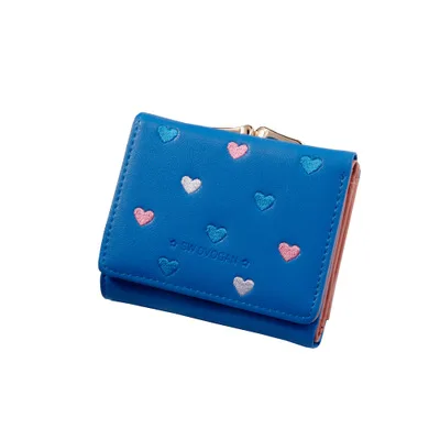 

Hot Selling Korean women short wallet cute multi-function mini wallets leather woman, Red,black,green,pink,blue