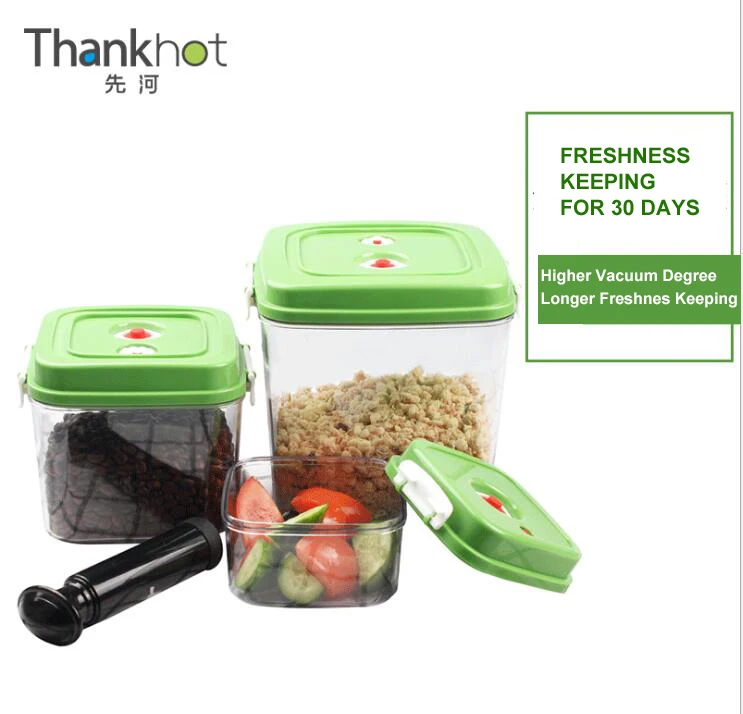 

3 size set eco-friendly square plastic vacuum air tighten Food storage container with pump