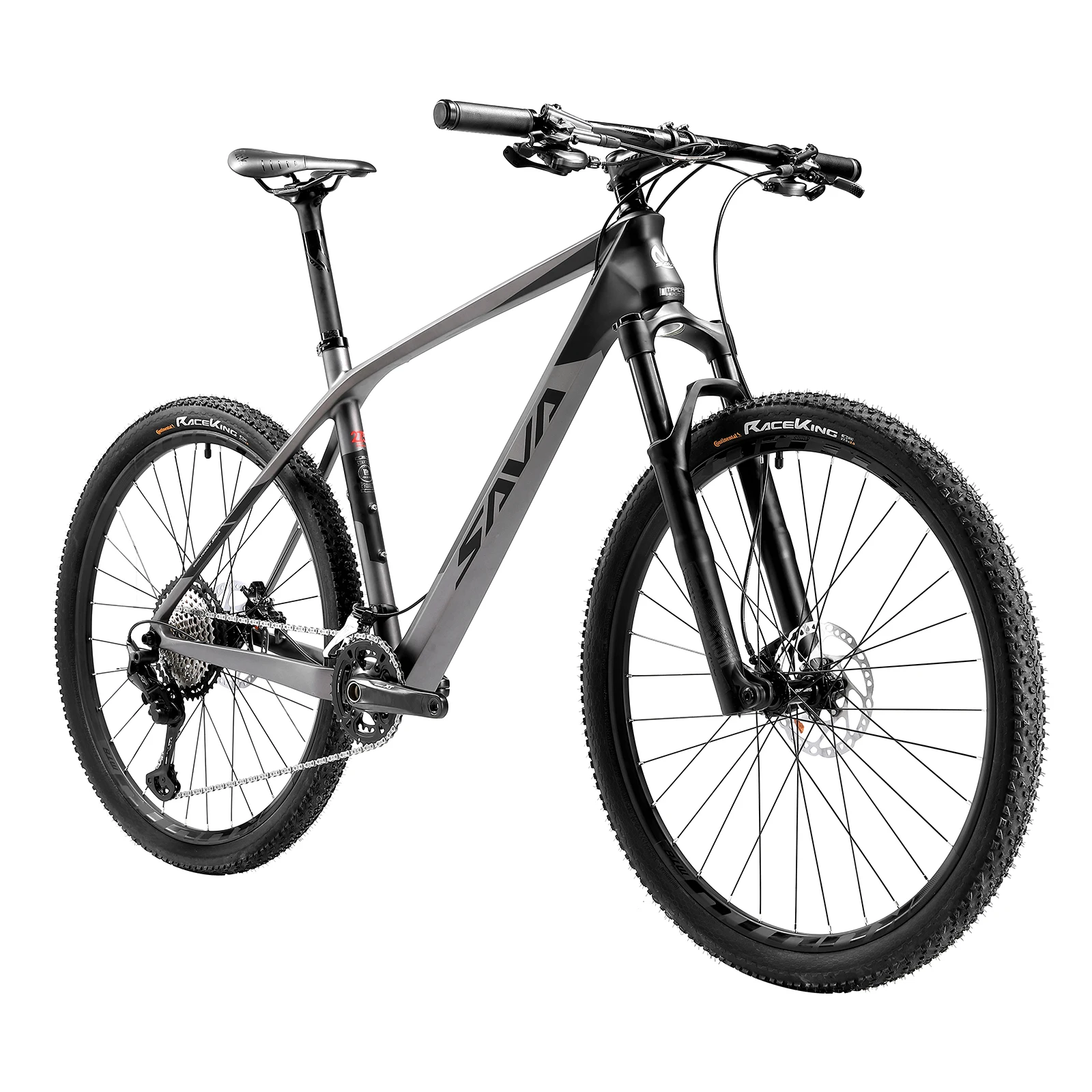 

SAVA 29 Mountain Bike Carbon MTB 29 inch Adult Mountain Bicycle with SHIMANO DEORE XT M8100 2x12 Speeds and ROCKSHOX Air fork, Black green/black grey