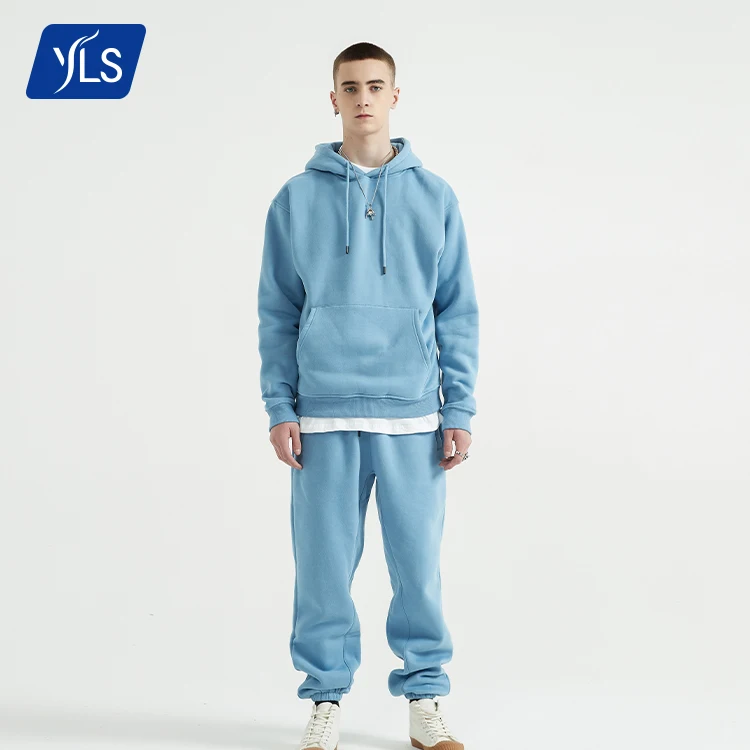 

YLS Wholesale High Quality 330 gsm Cotton Fleece Men Private Label Jogging Sweatsuit Streetwear Custom Joggers Set Unisex