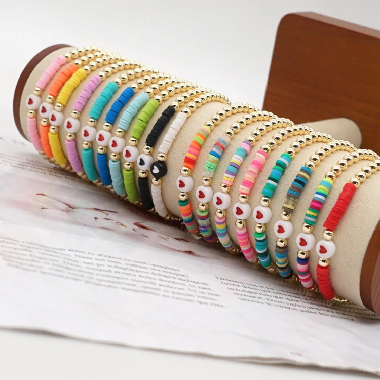 

YIWU Factory Hot Sale Popular Red Heart Beads Bracelet Gold Beads Bracelet with Gift