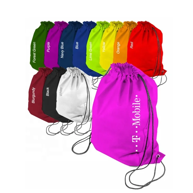 

hot sale Wholesale high quality nylon sport drawstring bags for shopping, 15 colors for customers to choose