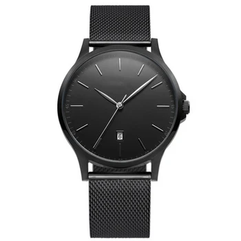 Black Quartz Watches Men Wrist Brand Swiss Movt Quartz Watch Stainless ...