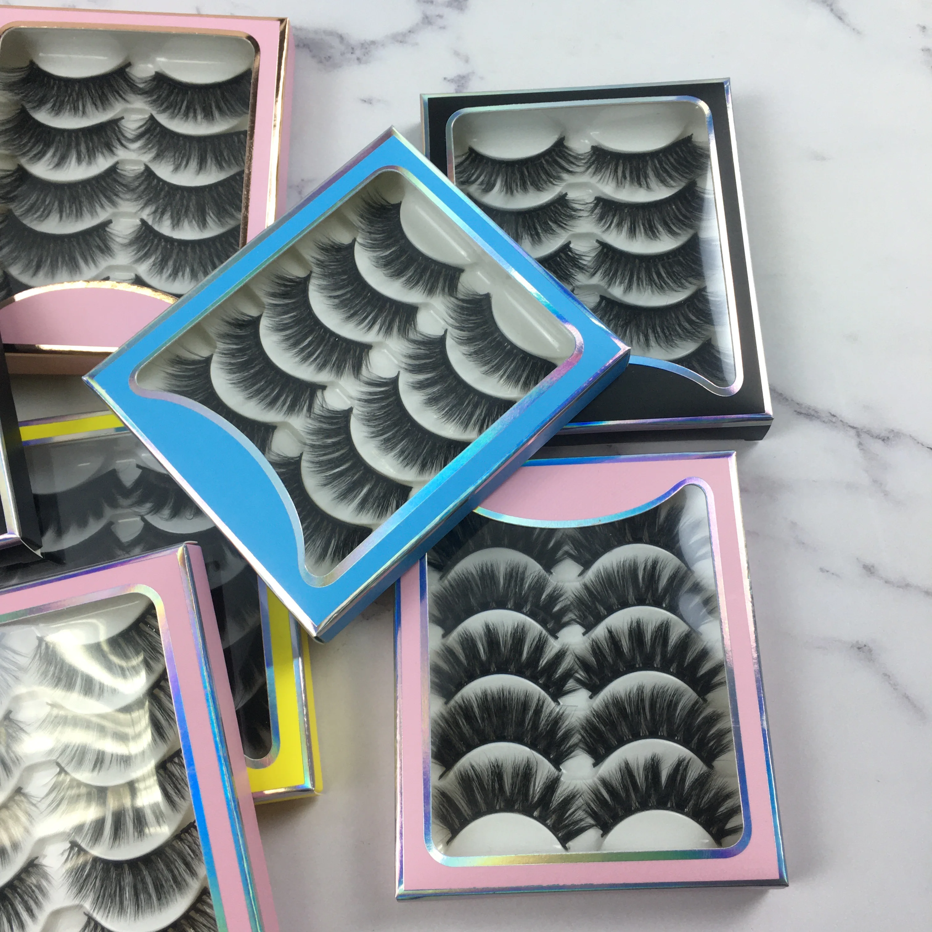 

$2/set five-pair silk eyelashes with free package wholesale mink faux lash 5 pair faux mink dark matte color lash extension