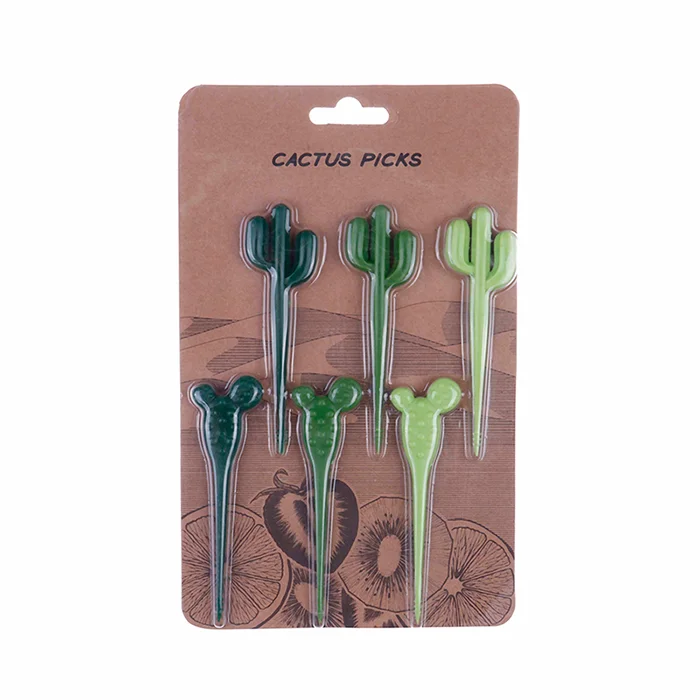 

Food picks kids plastic food grade plastic cactus food picks fruit pick tools 9.5cm