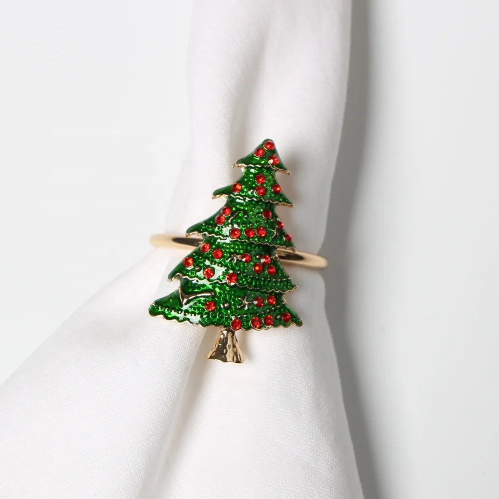 

Christmas Tree Napkin Ring For X-mas, In Stock, Gold