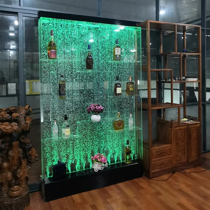 

LED glowing bar cabinet aquarium water bubble wall for night club, 16 colors with remote control