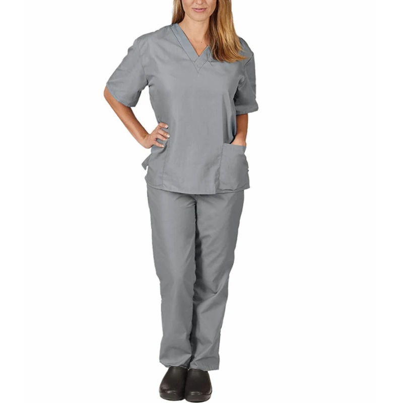 

Amazon cross-border doctor overalls operating room surgical gown nurse split uniform set factory direct sales customization, Black,white,red,purple,grey,..or customize