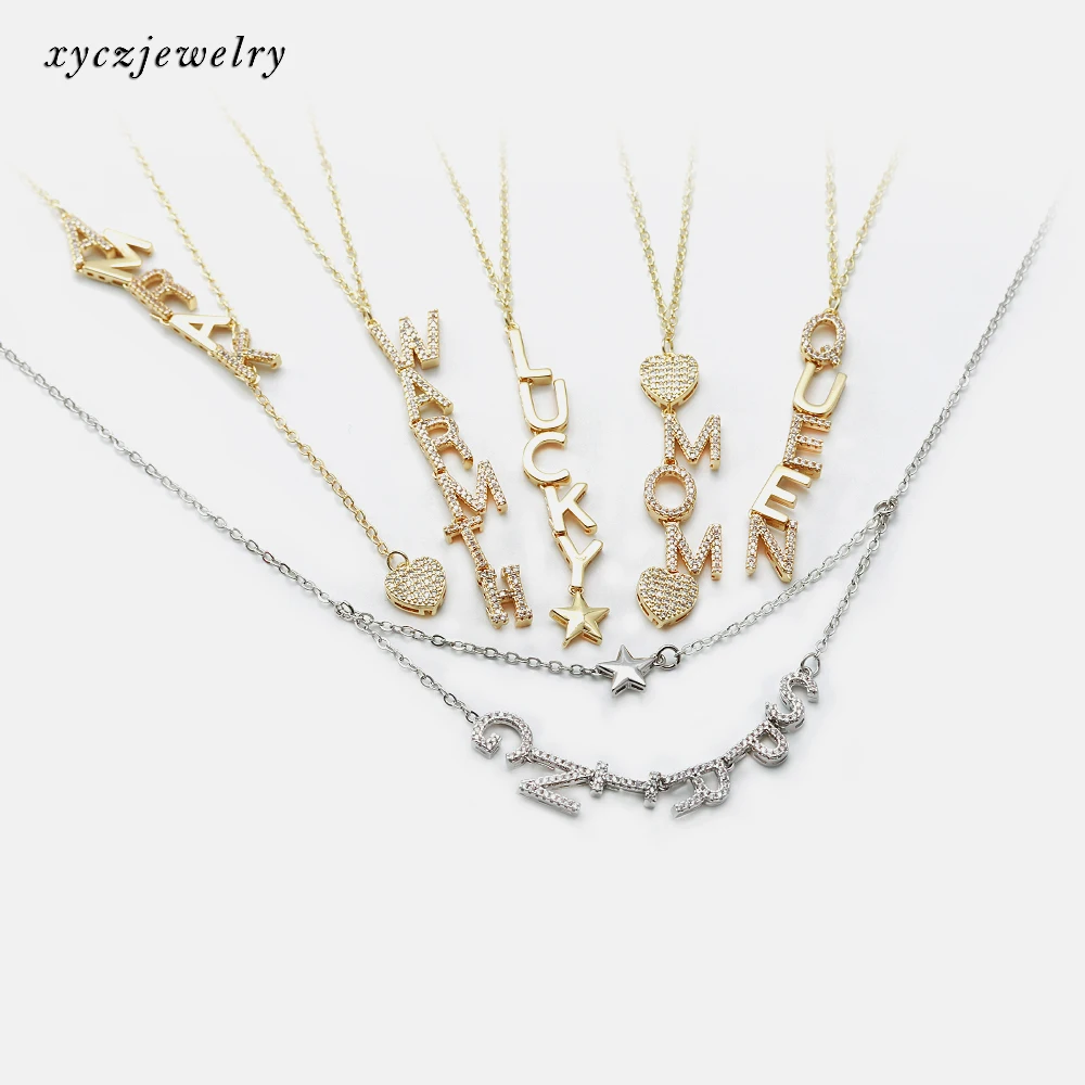 

2021 new style DIY available of alphabet letter necklaces gift 26 Initial letter charm necklace, White
