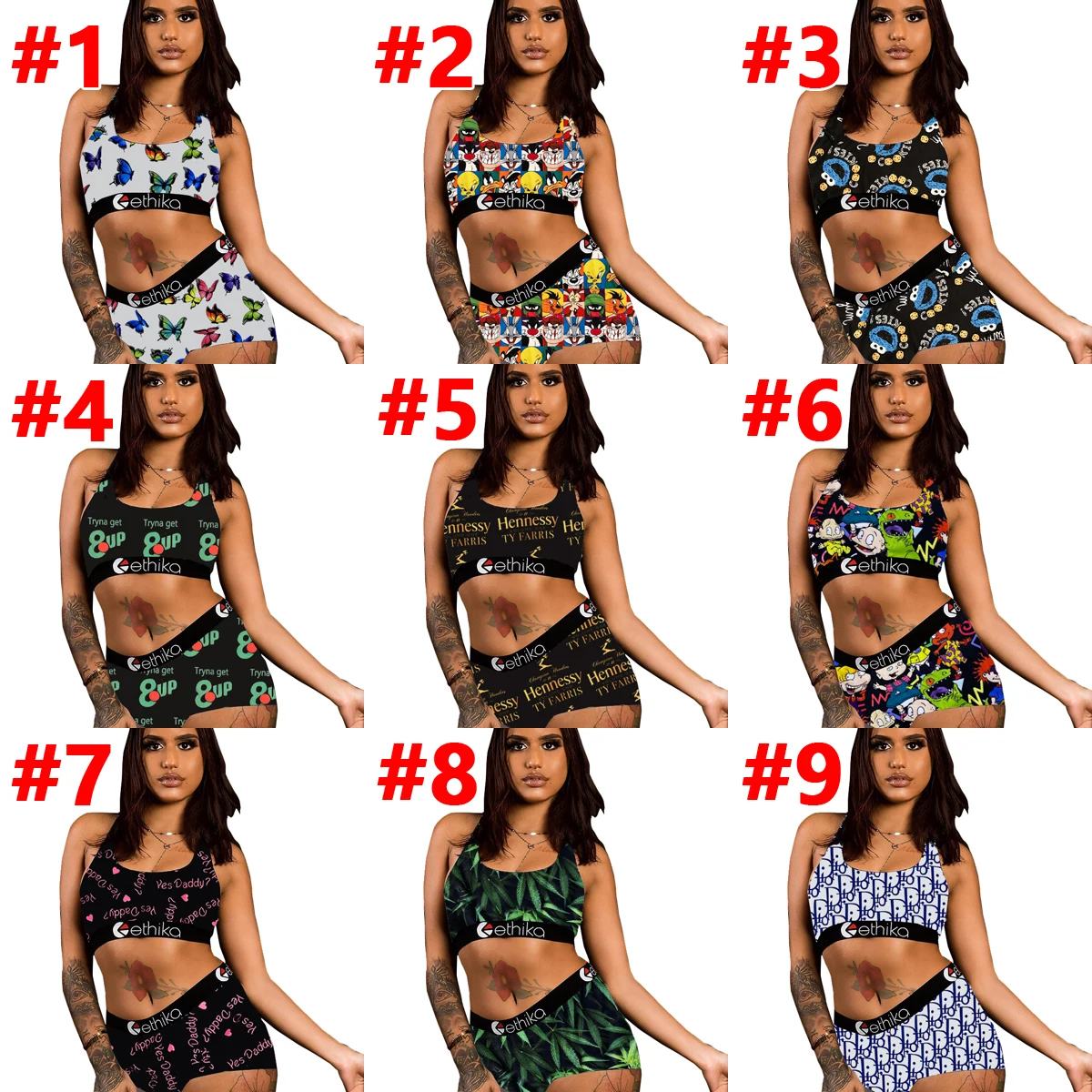 

2021 Best Selling Women's Swimwear & Beachwear Two Piece Short Set Sexy Printed Crop Top Yoga Pants 2 Piece Outfit