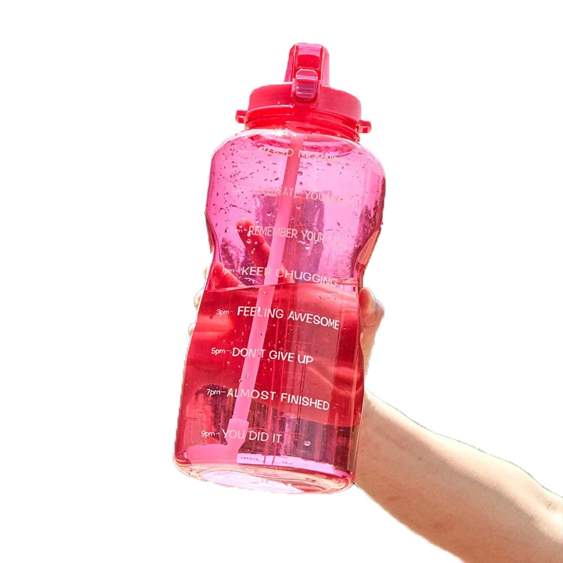 

Everich 1 Gallon Big Fitness Gym Clear Plastic Cold Water Bottle Frosted Water Jug with Large Capacity, Customized color