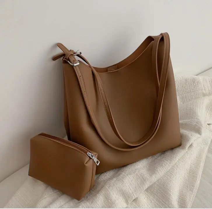 

2 Pcs Set Simple PU Handbag and Hand Wallet 2021040603