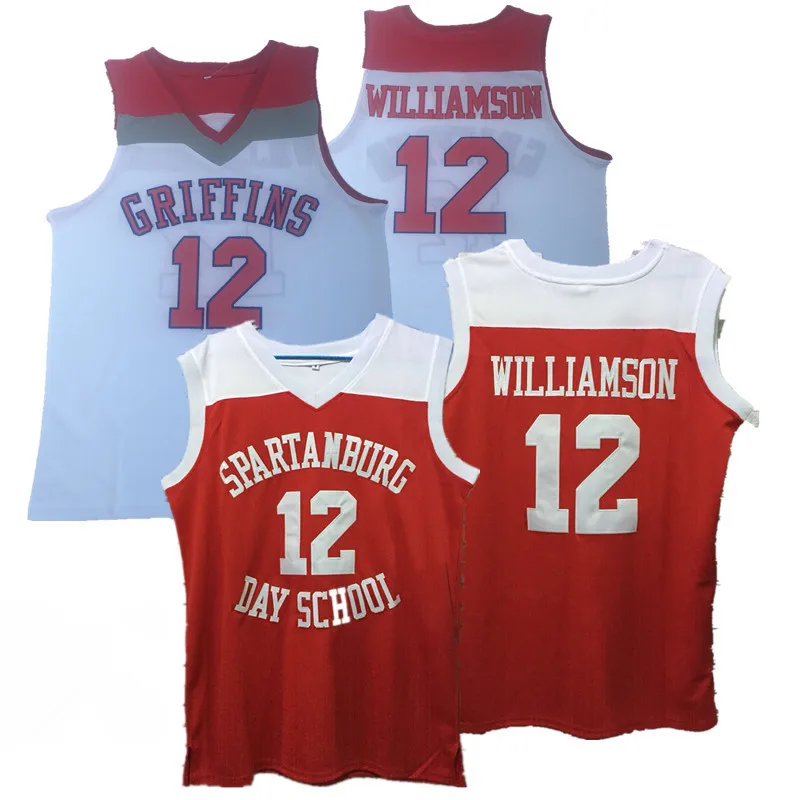 

Zion Williamson High School Spartanburg Day 12# Red and White Jersey, As the picture shows