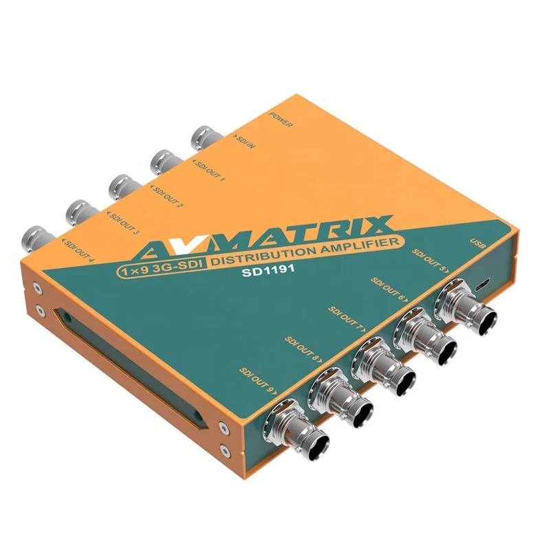 

Avmatrix SD1191 Distribution Amplifier 1 Input 9 Output Audio Video SD HD 3G-SDI Splitter