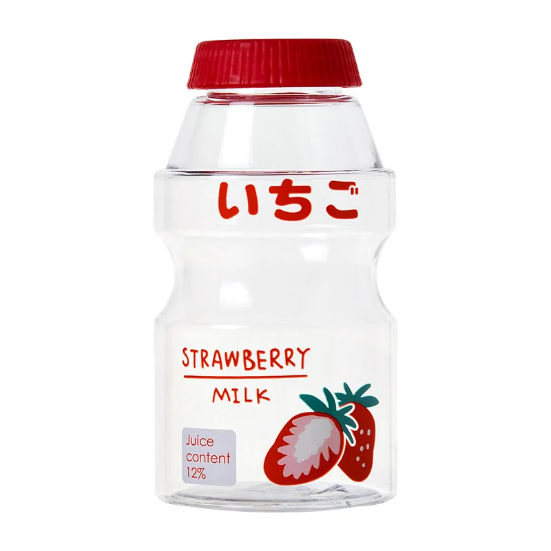 

Plastic Water Bottle Tour Drinking Bottle Shape Cute Kawaii Milk Carton Shaker Bottle for Kids/Girl/Adult Glass, Customizable