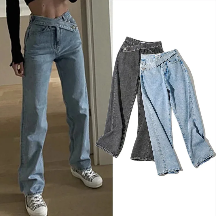 

Jeans Women Wide Leg Pants Mom Femme Black Blue Jeans High Waist Woman Trousers 2021 Pantalones, Picture