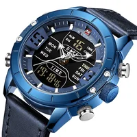 

NAVIFORCE Men Watch 9153 Top Casual Genuine Leather Business Watches Men Wrist Digital Double Display Male Clock Reloj Hombre