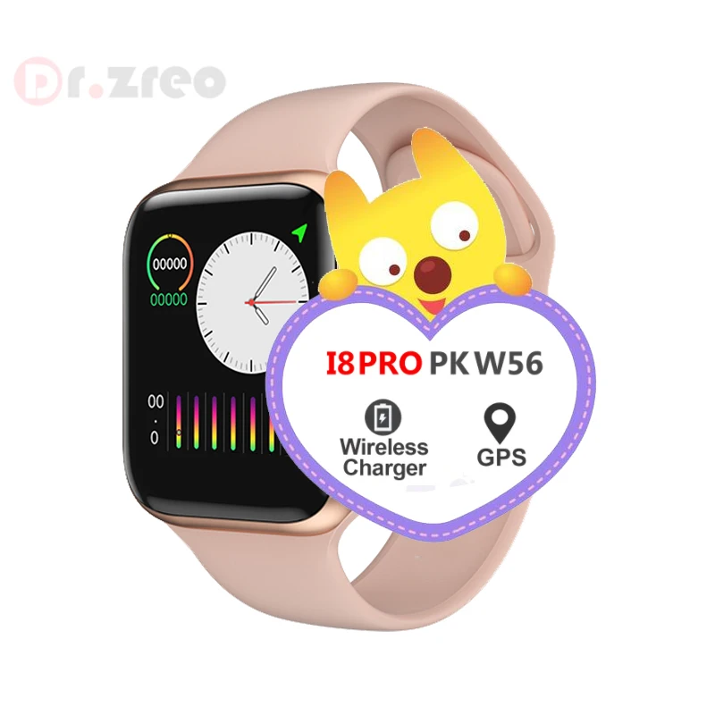 

I8PRO PK Iwo W56 Smartwatch 2020 Wireless Charging Rotary Button Body Temperature BT Call GPS Smart Watch Men