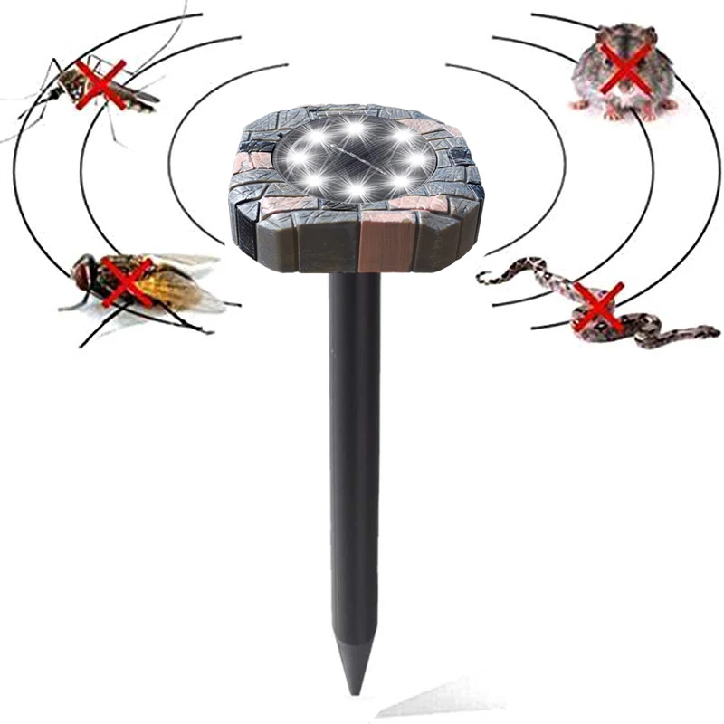 

2 Pack led Mole Repellent Solar Powered for Lawn Garden Yard Outdoor Pest Control Rodent Repellent