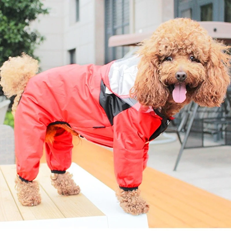 

Pet Dog Waterproof Raincoat Jumpsuit Reflective Rain Coat Hooded Waterproof Jackets Small Dog Outdoor Clothes for Pet Supplies