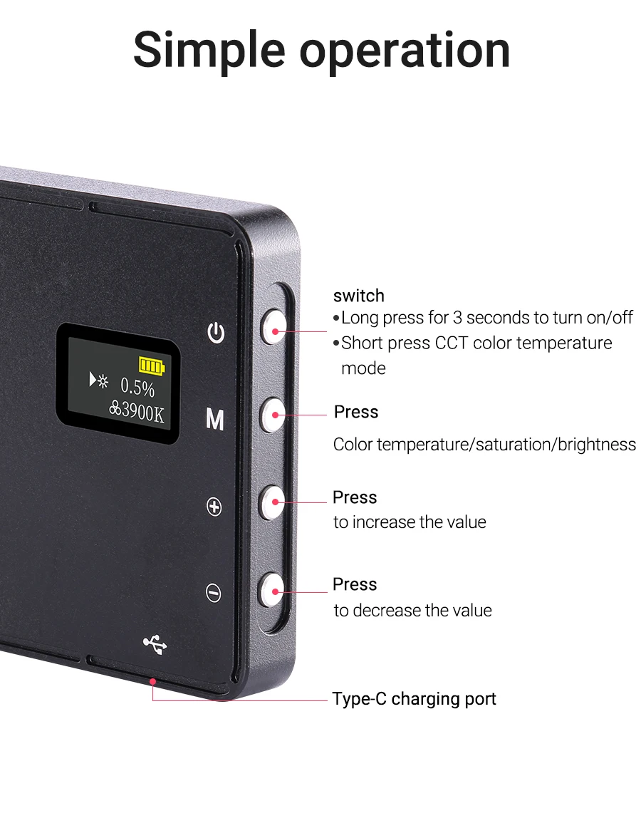 Mini portable professional studio photographic lighting bi-color rechargeable camera led video light