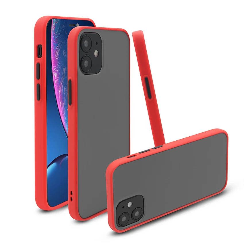 

Shockproof Protect Matte Soft TPU Hard PC Back Cover For iPhone 12 Pro Phone Case, As picture
