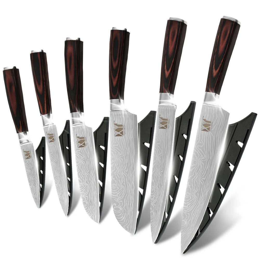

Cooking tools paring utility santoku slicing chef knife stainless steel kitchen knives laser damascus pattern knives