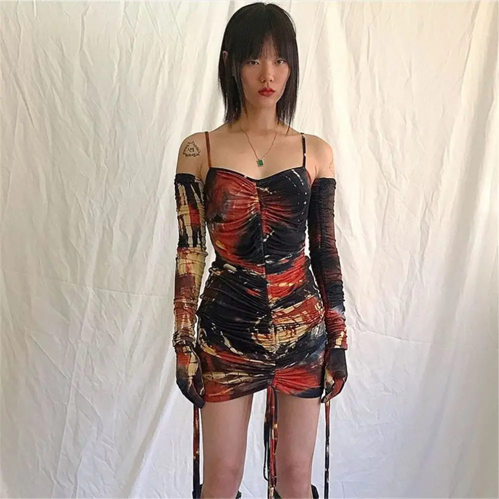 

FREE SAMPLE JHTH New Summer Pleated Long sleeved strapless Sling Dress Multicolor Dresses Casual Elegant Sexy Slim Mini Dress