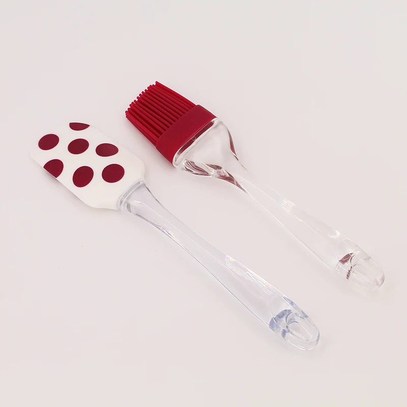

New Arrival 2pcs Scraper Baking Drawknife Spatula Silicone Spatula Set, Red/pink/black/purple