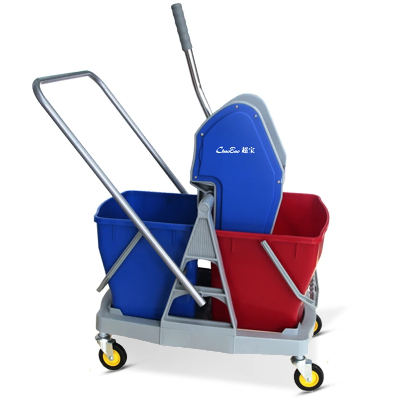 

2021 hot sale plastic cleaning deluxe double mop wringer bucket 36L with wheel spinning mop water mop wringer trolley