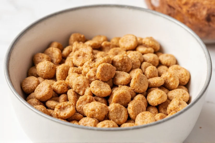 Cinnamon cereal used as topping for vanilla ice cream with apple slices