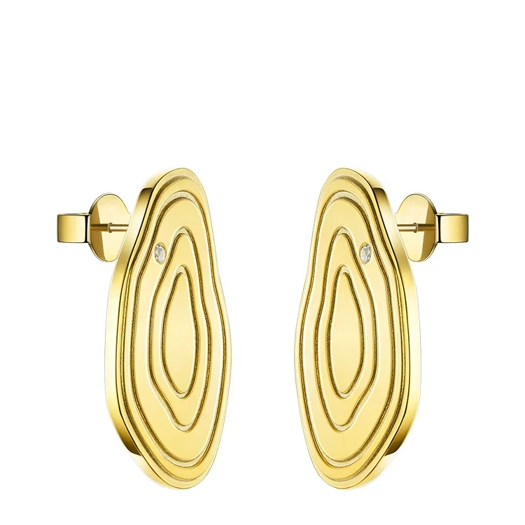 

High Quality 18K Gold Plating Stainless Steel Accessories Circle Stud Earrings ED181086