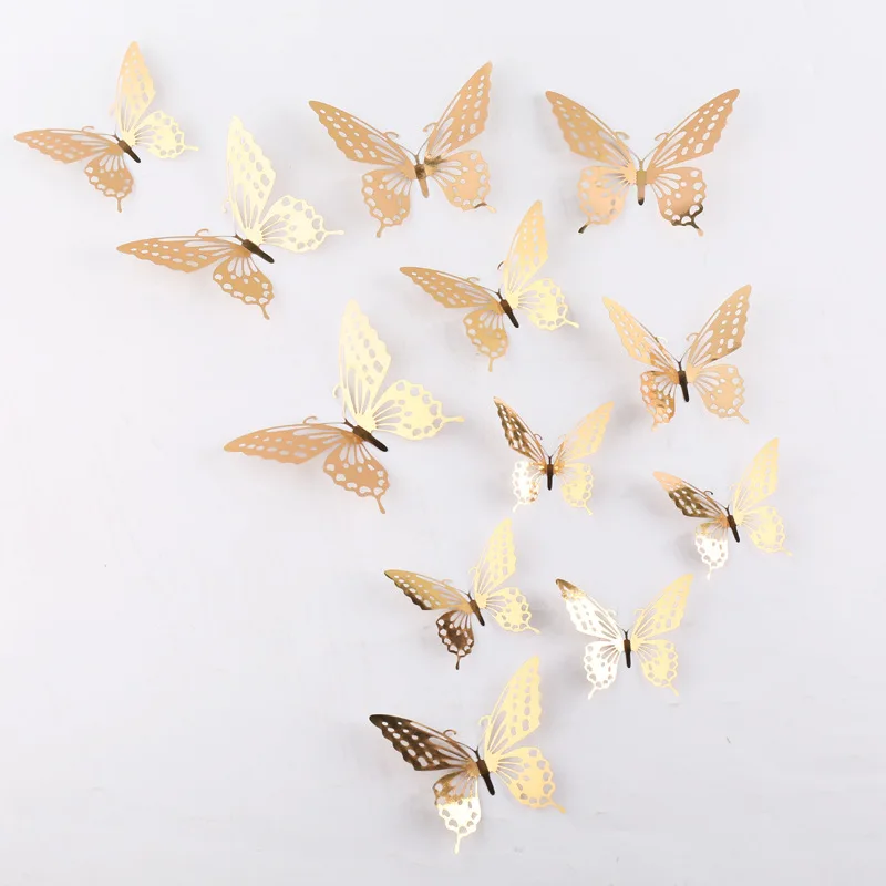 

hot sale party home deco colorful 3d hollow butterfly stickers sheets