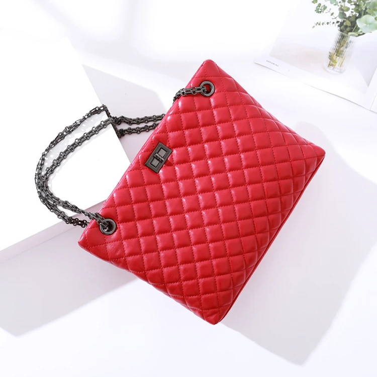 

High quality diamond leather handbag lady chain shoulder designer messenger bag
