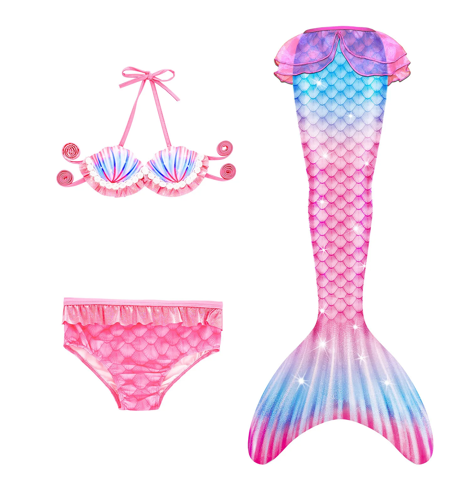 

3Pcs fashion designs kids rainbow mermaid fin mermaid tail for swimming fitness swimwear(old) mermaid tails, Picture showed