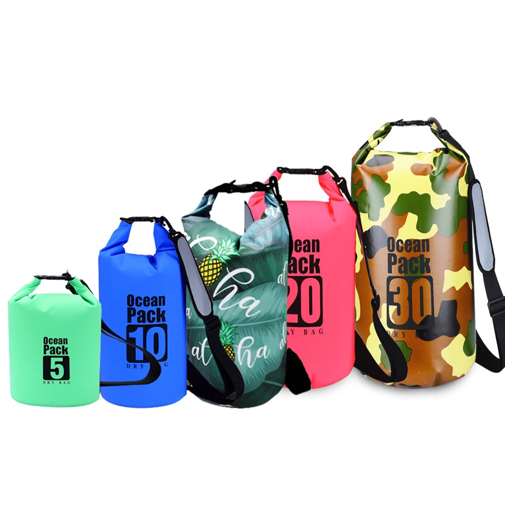 

2L 5L10L15L20L25L30L 40L 50L60L Boating Floating Hiking Kayak Wet 250D/500D tarpaulin Outdoor Ocean Pack waterproof dry bag, 9 colors approved