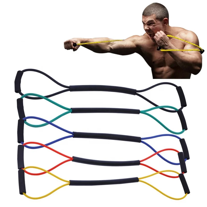 

TPE 8 Shape latex free rubber resistance bands fitness arm spring exerciser chest expander, Customized color