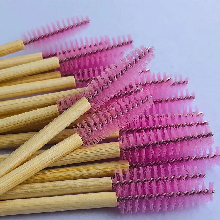 Eco bamboo handle pink mascara wands 50pcs/pack factory wholesale mascara wand Ready to ship