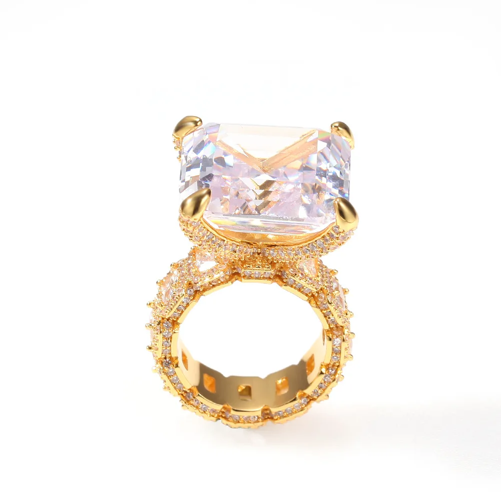 

Factory Direct Sales Men's Punk Ring Hip Hop Ring Gold Plated Rings, Pure color (picture color)
