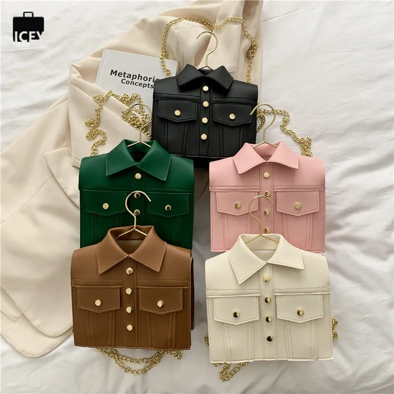 

2022 women Unique Cloth Hook Shirt Shaped Hand Bag Ladies Chain Jacket Purse Women Crossbody Handbag Shoulder Bag For Girls, Customized color