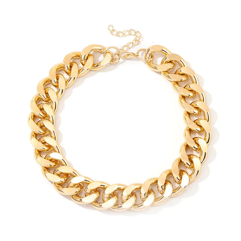 

Wholesale Retro Punk Cuban Necklace Chain Hip Hop Gold Personality Thick Chain Necklace For Women