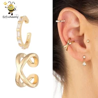 

2019 Fashion No Pierced Cross Ear cuff earrings for women in sterling silver
