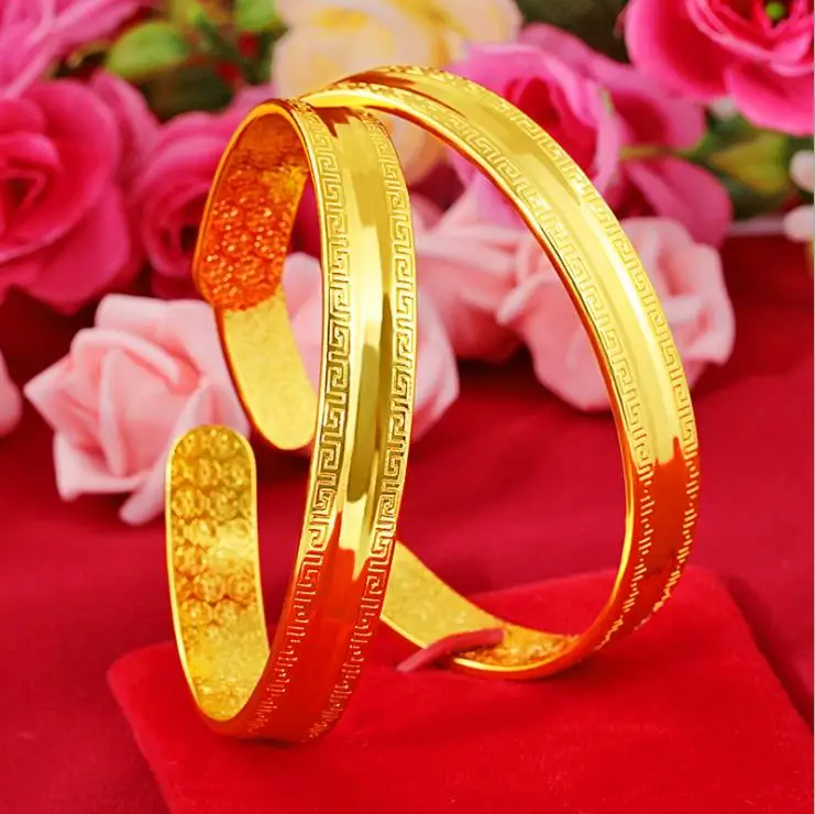 

Great Wall lines opening bracelet Gold plated bracelet star women bracelet 24k gold bangle Free shipping party jewelry